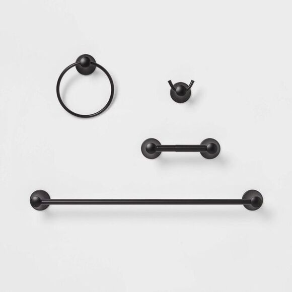 Open Box - Threshold - 4pc Casual Bath Hardware Set Black - Threshold Black - Picture 1 of 3